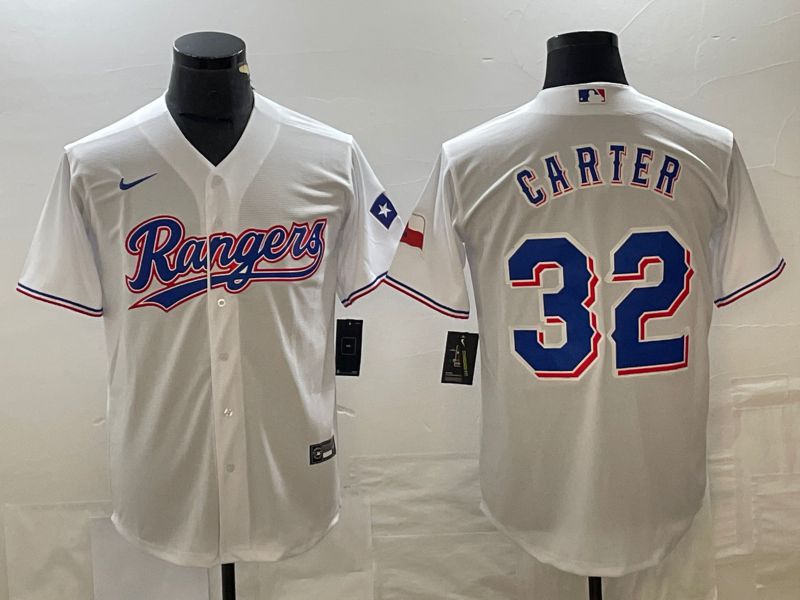 Men Texas Rangers 32 Carter White Game Nike 2023 MLB Jersey style 1